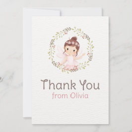 Ballerina Girl in Rosa Dress Birthday Baby Shower Tack Kort