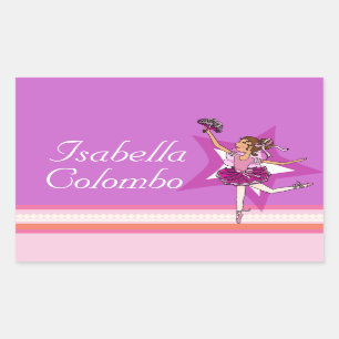 Ballerina girl lila ballet namn id etikett