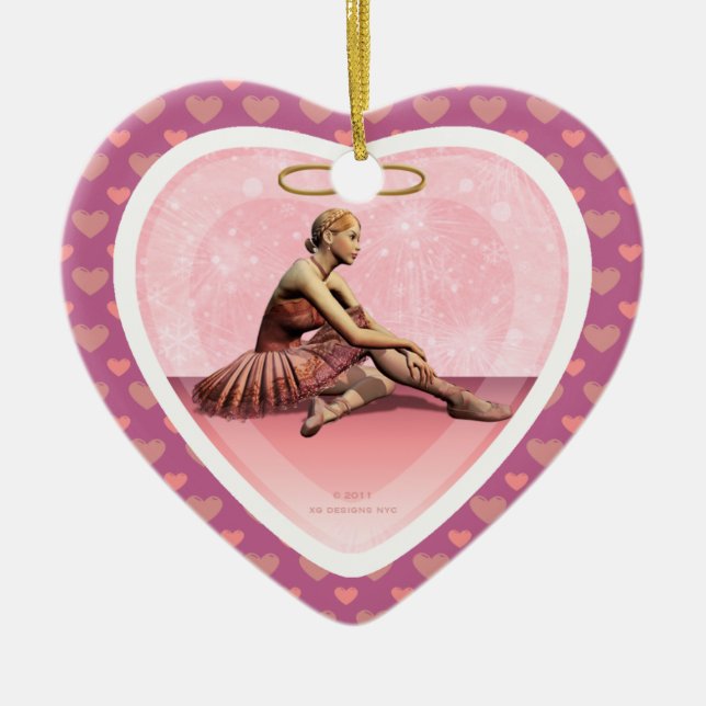 Ballerina Girl Personlig Namn Heart Ornament (Framsidan)