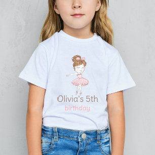 Ballerina Girl Rosa Dress Birthday Guest of Honor T Shirt