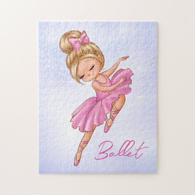 Ballerina Girl Rosa, Lila Söt Ballet Dance Pussel (Vertikal)