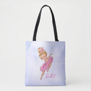 Ballerina Girl Rosa, Lila Söt Ballet Dance Tygkasse