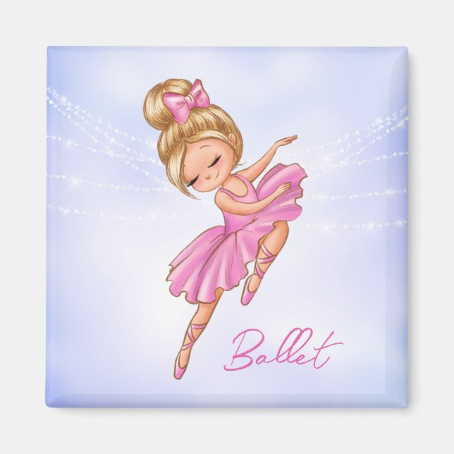 Ballerina Girl Rosa, Lila Söt Ballet Magnet (Framsidan)