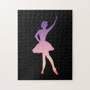 Ballerina Girl Silhouette rosa lila Pussel