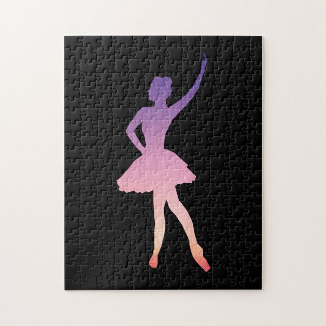 Ballerina Girl Silhouette rosa lila Pussel (Vertikal)