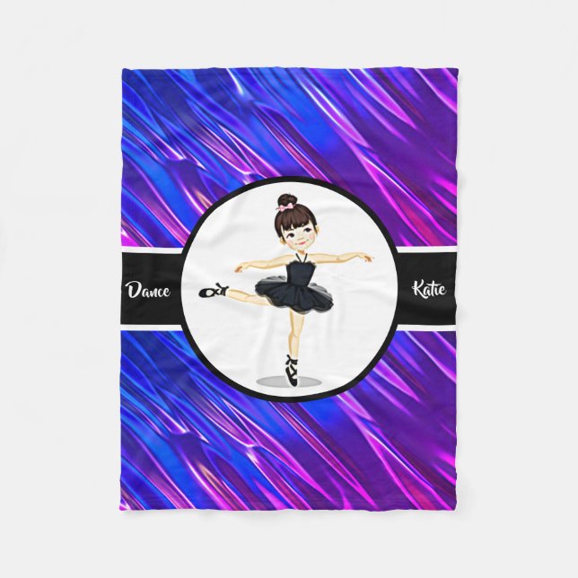 Ballerina Girls Blue / Lila Dance Ballet Fleecefilt (Framsidan)