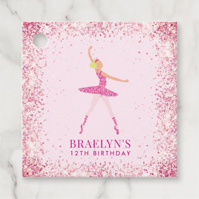 Ballerina Glitter Confetti Birthday Design Gåvor Etiketter (Framsida)
