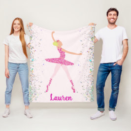 Ballerina Glitter Confetti Personlig Design Fleecefilt