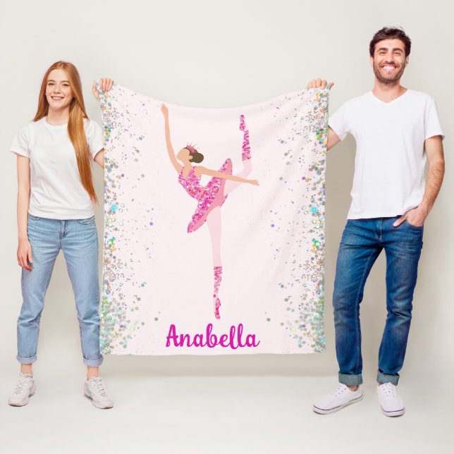 Ballerina Glitter Confetti Personlig Design Fleecefilt (På plats)