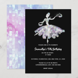 Ballerina glitter konetti flick kalas inbjudningar