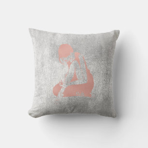 Ballerina Grått Grungy Metallic Silver Grått Rosa Kudde