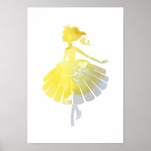 Ballerina guld princess poster
