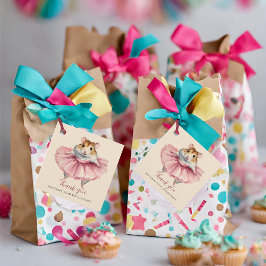 Ballerina Hamster Birthday Tack Gåvor Etiketter