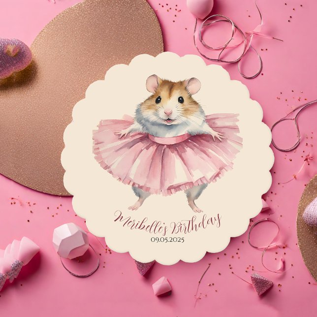 Ballerina Hamster Flicka Födelsedag Underlägg Papper (Skapare uppladdad)