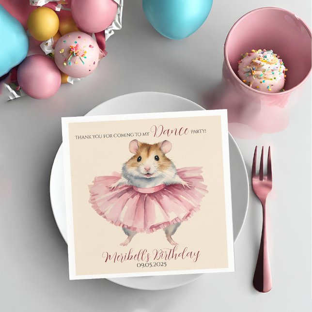 Ballerina Hamster Girls Birthday Dance Party Pappersservett (Skapare uppladdad)