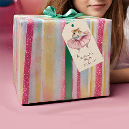 Ballerina Hamster Girls Birthday Presentetikett