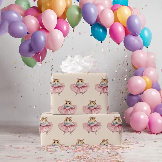 Ballerina Hamster Girls Birthday Presentpapper (Skapare uppladdad)
