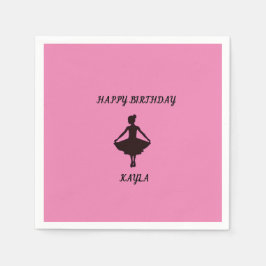 Ballerina happy birthday napkins with name. pappersservett