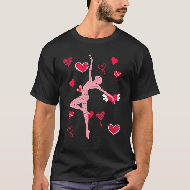 Ballerina Hearts en Pointe Ballet Dancer Dancing B T Shirt (Framsida)