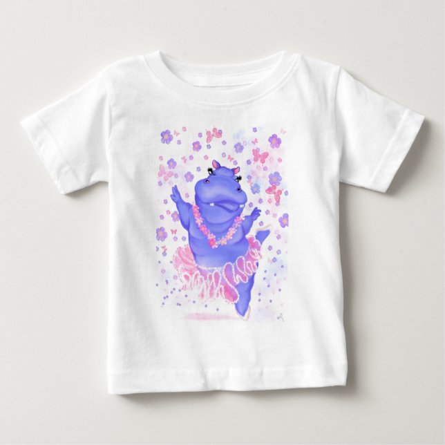Ballerina Hippo Ballet Dancer Funny Baby T-Shirt (Framsida)