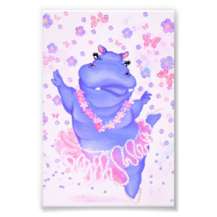 Ballerina Hippo Ballet Dancer Funny Papper utskrif Fototryck