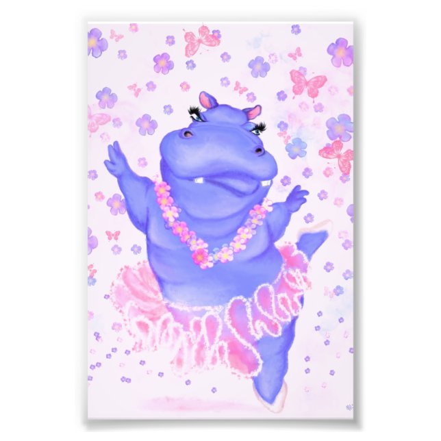 Ballerina Hippo Ballet Dancer Funny Papper utskrif Fototryck (Framsidan)