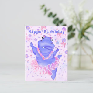 Ballerina Hippo, födelsedagskort Baby - din text Vykort