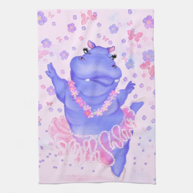 Ballerina Hippo Funny Kitchen Towel Ballet Dancer Kökshandduk (Vertikal)
