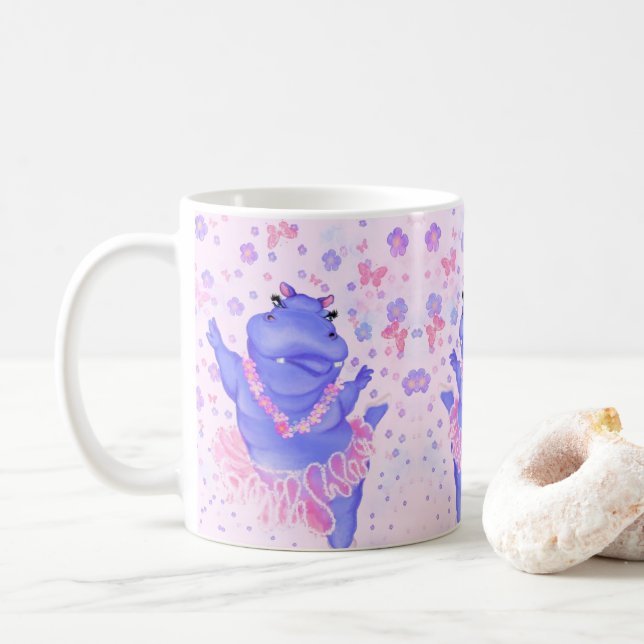 Ballerina Hippo Funny Mug Lycklig Ballet Dancer Kaffemugg (Med munk)