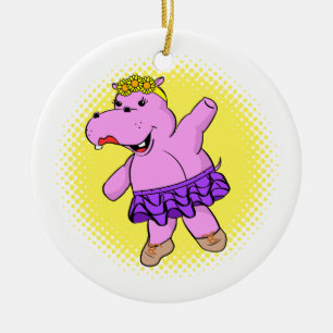 Ballerina Hippo med Tutu Julgransprydnad Keramik