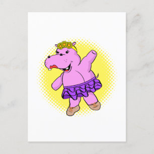 Ballerina Hippo med Tutu Vykort