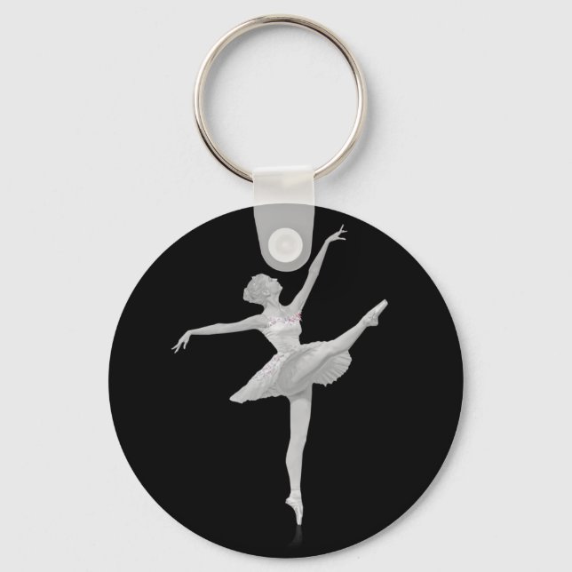Ballerina i Anpassadet Silver och Black Nyckelring (Framsida)