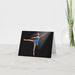 Ballerina i Arabesque Position on Black Note Card Kort