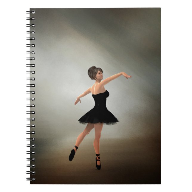 Ballerina i Black Dress Anteckningsbok Med Spiral (Framsidan)
