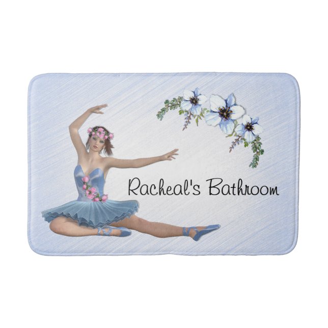 Ballerina i Blue Personal Namn Badrumsmatta (Framsidan)