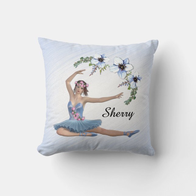 Ballerina i Blue Personal Namn Kudde (Framsida)