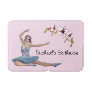 Ballerina i Blue Personal Namn Rosa Badrumsmatta