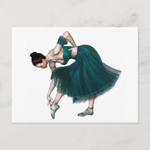 Ballerina i Grönt Vykort