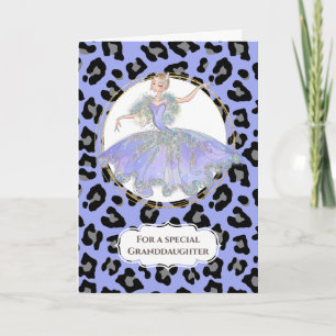 Ballerina i lila barndotters födelsedag leopard kort