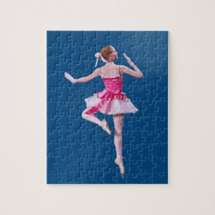 Ballerina i rosor och vit på blått pussel