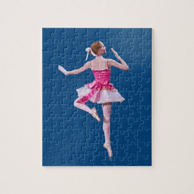 Ballerina i rosor och vit på blått pussel (Vertikal)