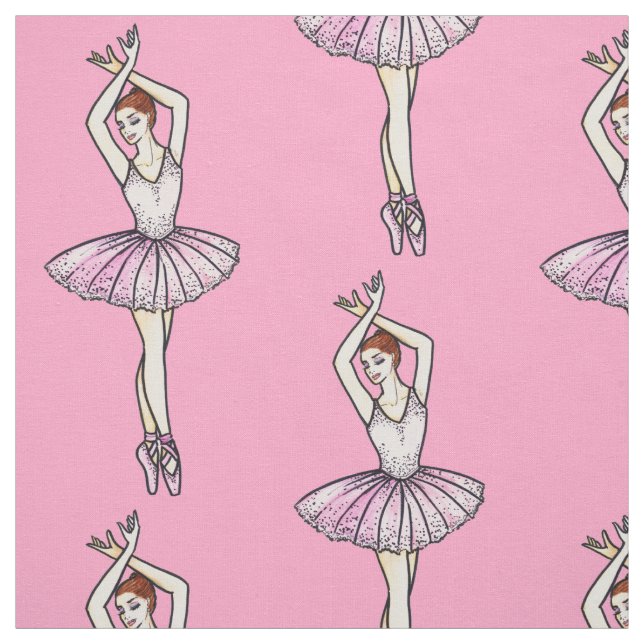 Ballerina i Sparkling Rosa Dress Ballet Dancing Tyg (Provkarta)