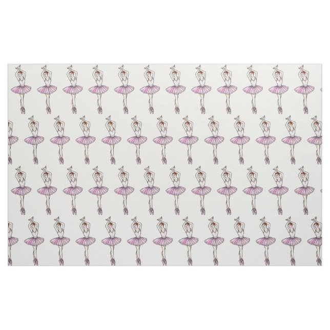 Ballerina i Sparkling Rosa Dress Ballet Dancing Tyg (Fat Quarter)