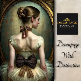 Ballerina i Vintage Cream & Brown Bows Decoupage