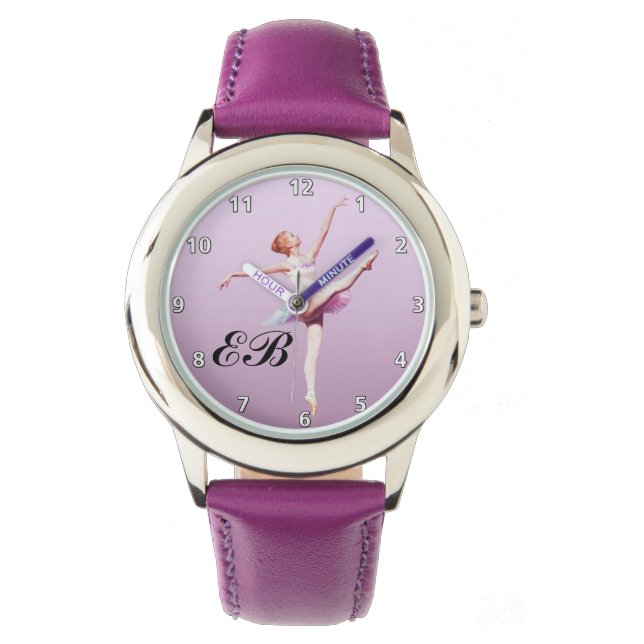 Ballerina in Rosa and Lavender, Monogram Armbandsur (Framsida)