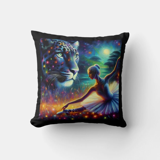 ballerina in the night with panthere and neon  kudde (Framsida)