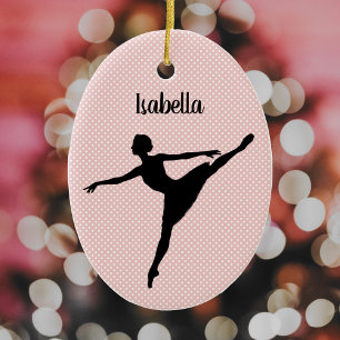 Ballerina in Tutu, en pointe pose, silhuetterad Julgransprydnad Keramik