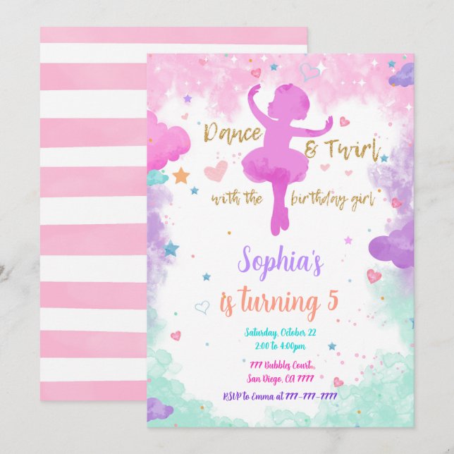 Ballerina Inbjudan  (Fram/baksida)