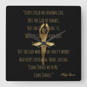 Ballerina Inspirational Dance Quote Ballet School Fyrkantig Klocka
