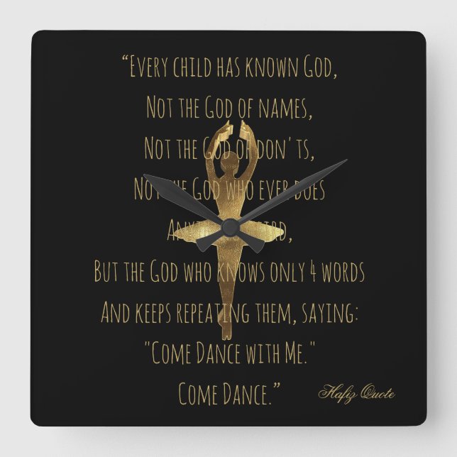 Ballerina Inspirational Dance Quote Ballet School Fyrkantig Klocka (Framsida)